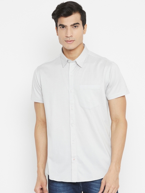 

METTLE Men Grey Regular Fit Solid Casual Shirt