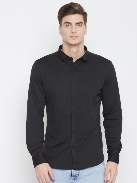 

METTLE Men Black Regular Fit Solid Casual Shirt