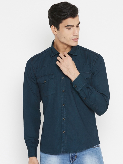 

METTLE Men Navy Blue Regular Fit Solid Casual Shirt