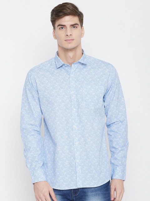 

METTLE Men Blue & White Regular Fit Floral Print Casual Shirt