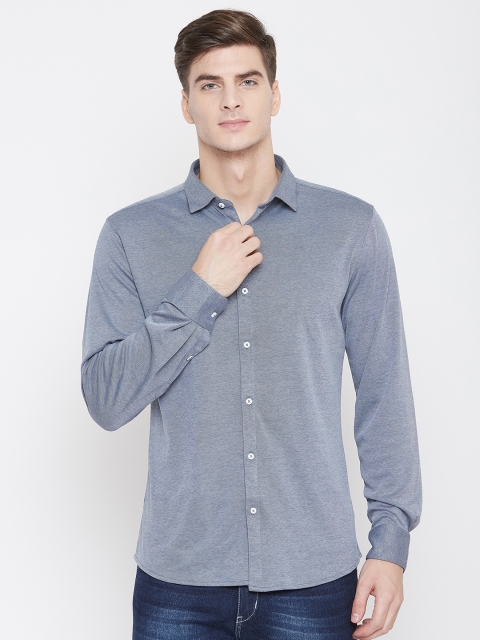 

METTLE Men Blue Regular Fit Solid Casual Shirt