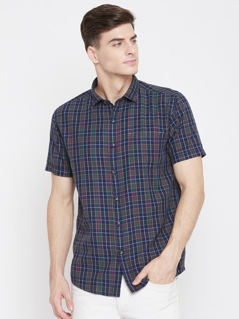 

METTLE Men Blue & Red Regular Fit Tartan Check Casual Shirt