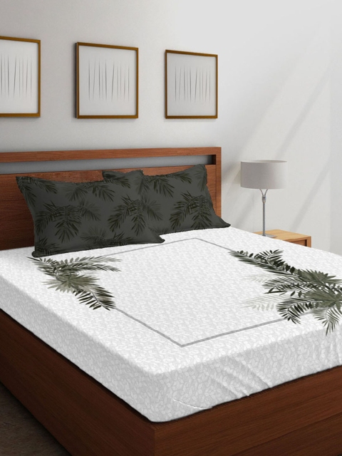 

Boutique Living India White & Grey Floral 200 TC Cotton 1 King Bedsheet with 2 Pillow Covers