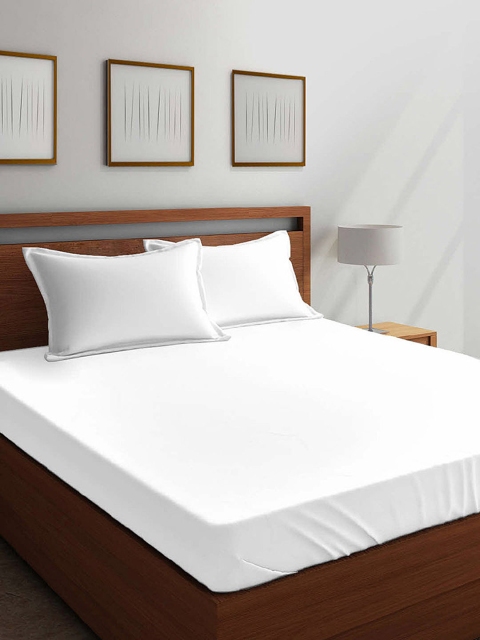

Boutique Living India White Solid 1000 TC Cotton 1 King Bedsheet with 2 Pillow Covers