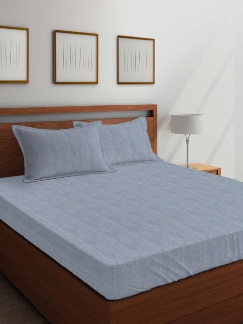 

Boutique Living India Blue Abstract 210 TC Cotton 1 King Bedsheet with 2 Pillow Covers