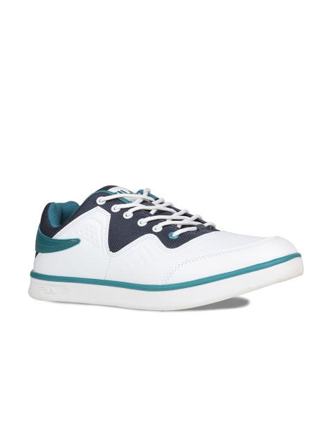 

FILA Men White & Teal Blue Colourblocked Sneakers