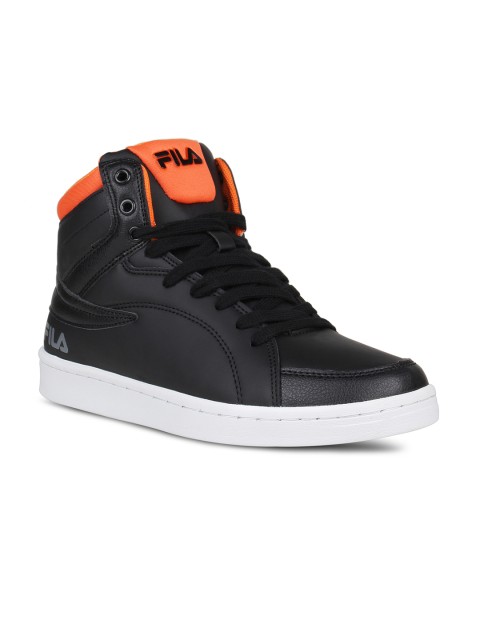 

FILA Men Black & Orange Solid Mid-Top Sneakers