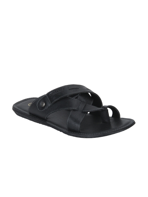 

Red Tape Men Black Leather Solid Comfort Sandals