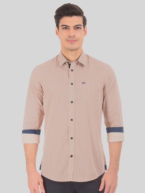 

Arrow Men Beige & Orange Slim Fit Printed Casual Shirt