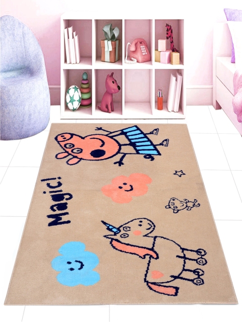 

Saral Home Beige & Peach-Coloured Peppa Pig Printed Soft Microfiber Anti-Slip Carpet