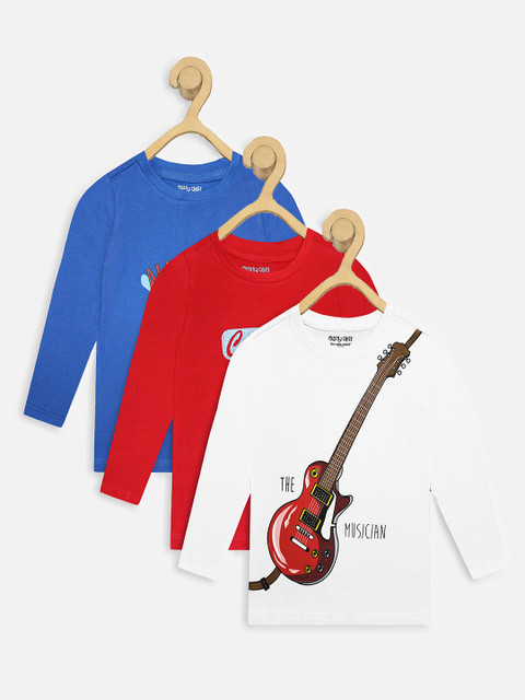 

Miss & Chief Boys Pack of 3 Printed Round Neck T-shirts, White