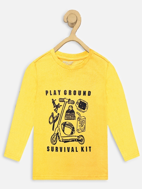 

Miss & Chief Boys Yellow & Black Quirky Printed Round Neck T-shirt