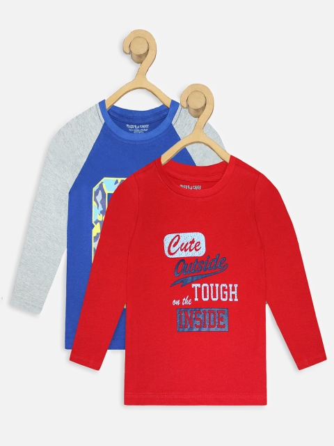 

Miss & Chief Boys Pack of 2 Printed Round Neck T-shirts, Red