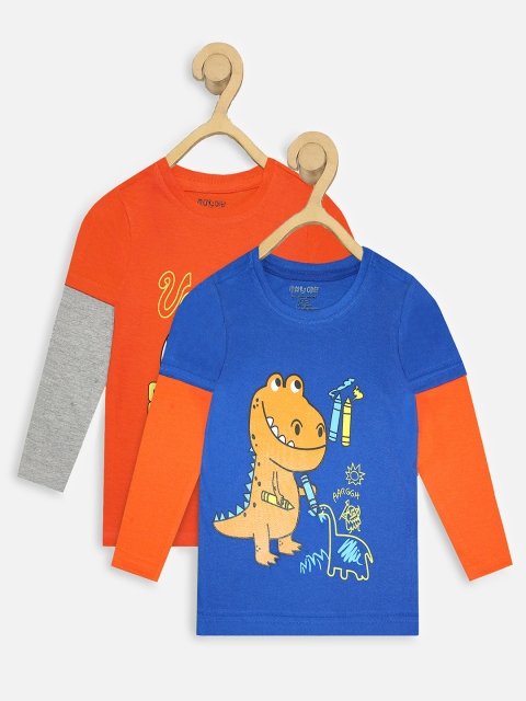 

Miss & Chief Boys Pack of 2 Printed Round Neck T-shirts, Blue