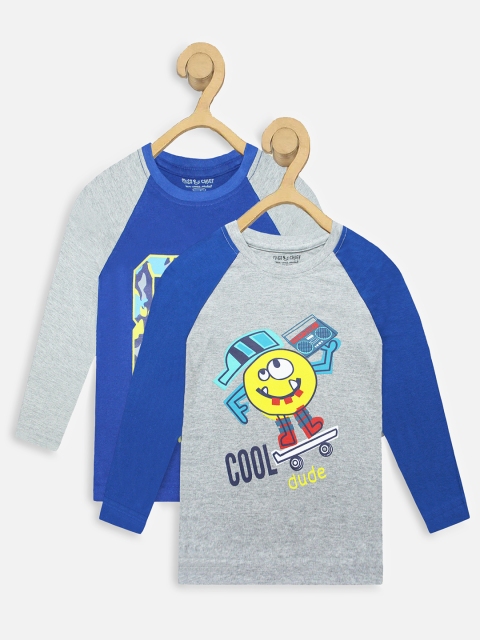 

Miss & Chief Boys Pack of 2 Printed Round Neck T-shirts, Blue