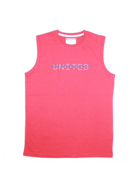 

Octave Boys Coral Pink Printed Detail Sleeveless Round Neck T-shirt