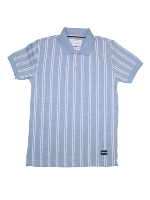 

Octave Boys Blue & White Striped Polo Collar T-shirt