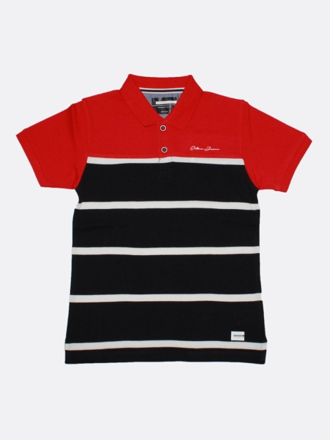 

Octave Boys Black & Red Striped Polo Collar T-shirt