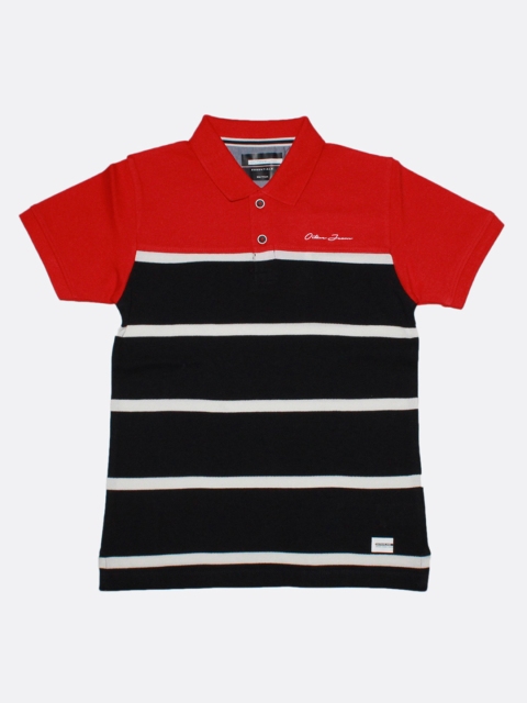 

Octave Boys Black & Red Striped Polo Collar T-shirt