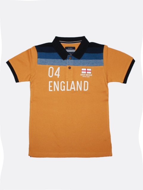 

Octave Boys Mustard Yellow & White Printed Polo Collar T-shirt