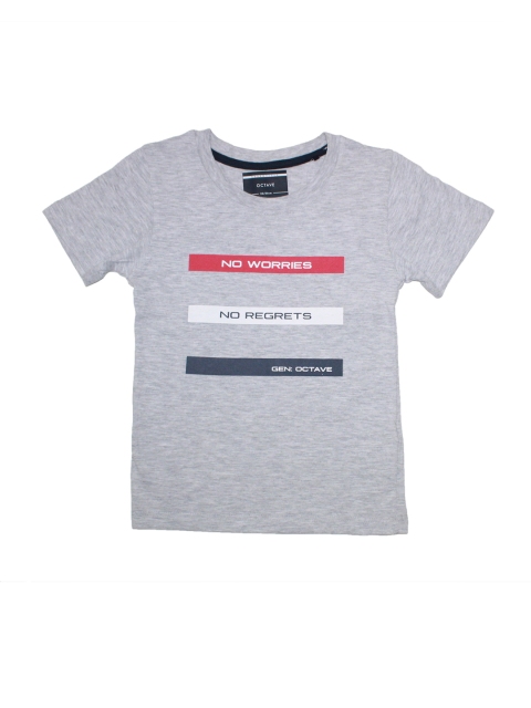 

Octave Boys Grey Melange Printed Round Neck T-shirt