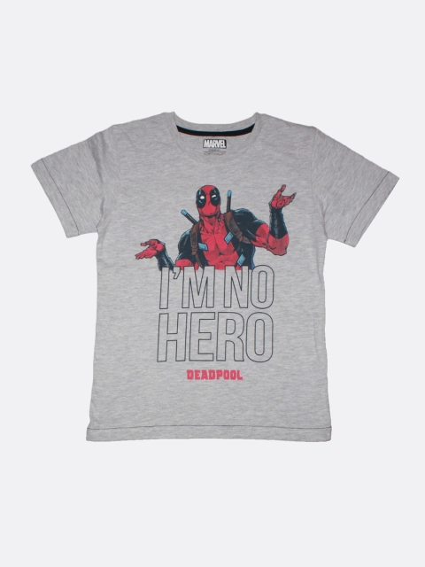 

Octave Boys Grey Melange Deadpool Print Round Neck T-shirt