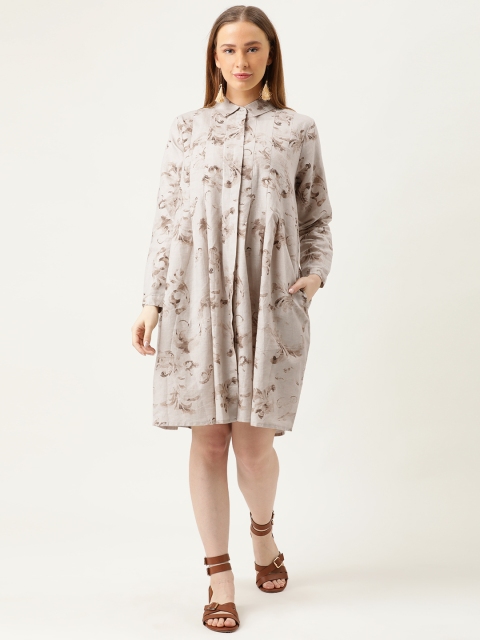 

MERAKI Women Beige Printed Shirt Sustainable Dress