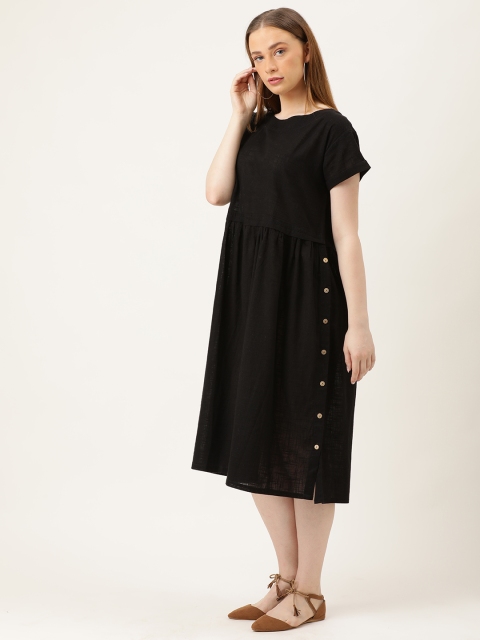 

MERAKI Women Black Solid A-Line Sustainable Dress