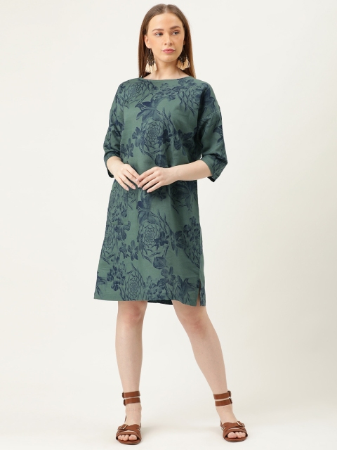 

MERAKI Women Green Printed A-Line Sustainable Dress