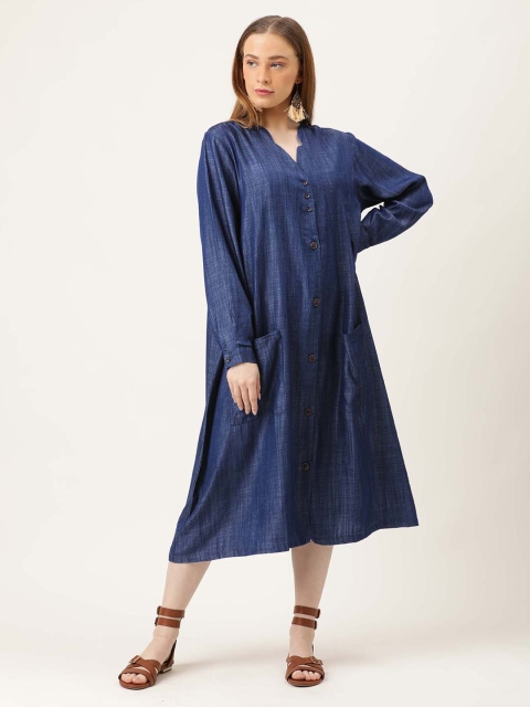 

MERAKI Women Navy Blue Solid Shirt Sustainable Dress