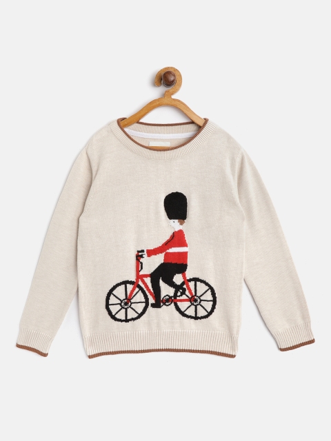 

Cherry Crumble Kids Beige & Red Royal Guard Self Design Pullover