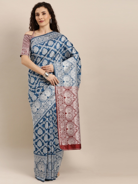 

SHAVYA Blue & White Pure Silk Woven Design Patola Saree