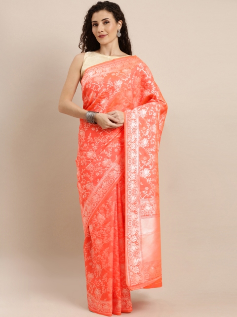 

SHAVYA Peach-Coloured Pure Silk Woven Design Banarasi Saree