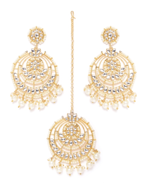 

Zaveri Pearls Off-White Gold-Plated Kundan-Studded Jewellery Set