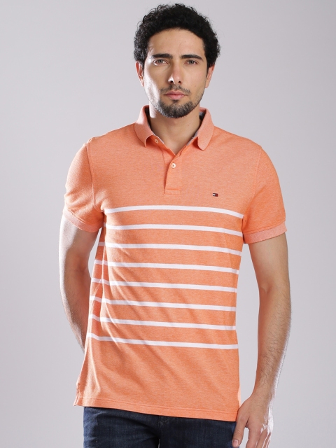 

Tommy Hilfiger Orange Striped Polo Pure Cotton T-shirt