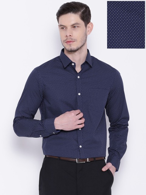

Arrow Navy Printed Slim Fit Formal Shirt, Navy blue