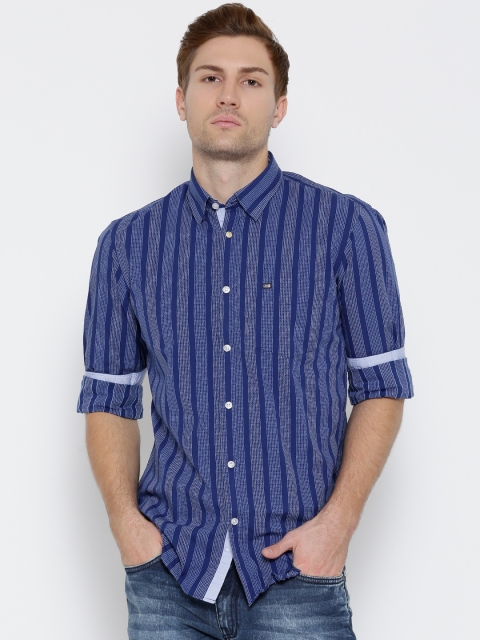 

Arrow Sport Blue Striped Slim Fit Casual Shirt