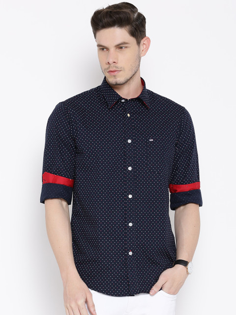 

Arrow Sport Navy Printed Slim Casual Shirt, Navy blue
