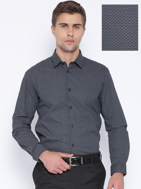 

Arrow New York Navy Printed Snug Fit Smart Casual Shirt, Navy blue