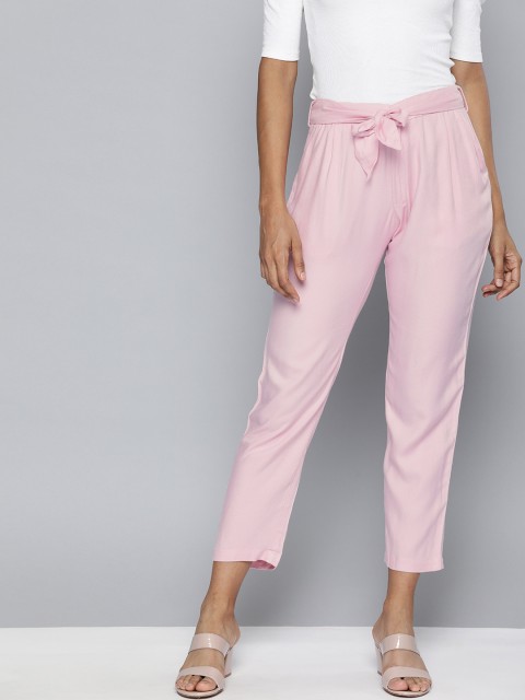 

HERE&NOW Women Pink Regular Fit Solid Peg Trousers