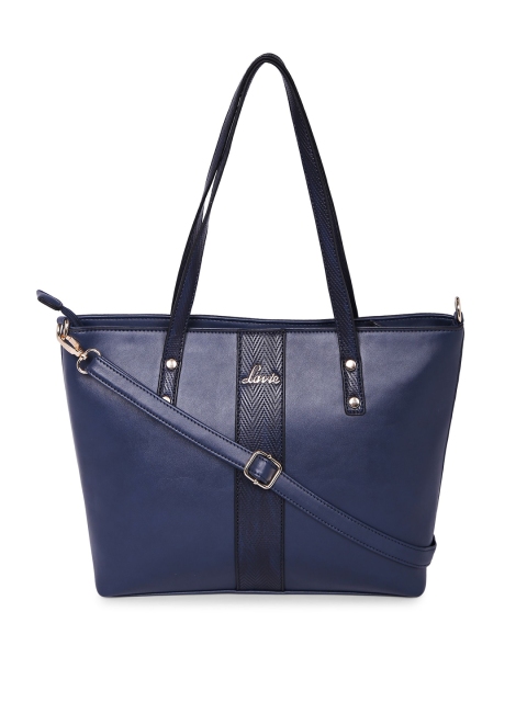

Lavie Navy Blue Solid Tote Bag