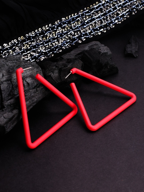 

Rubans Red Handcrafted Geometric Drop Earrings