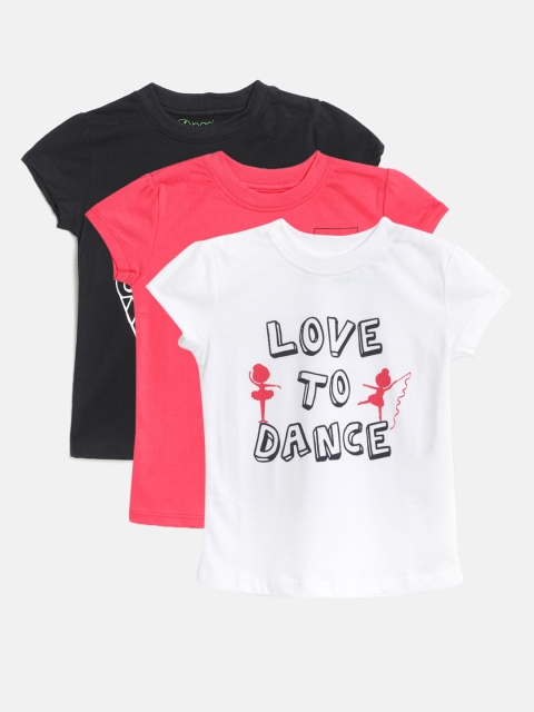 

YK Basics Girls Pack of 3 Round Neck T-shirts, Black