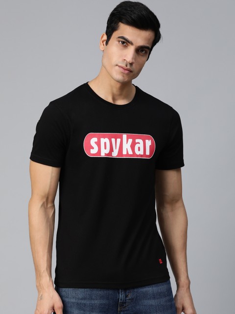 

UnderJeans by Spykar Men Black Printed Round Neck T-shirt