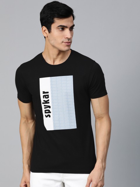 

UnderJeans by Spykar Men Black Printed Round Neck T-shirt