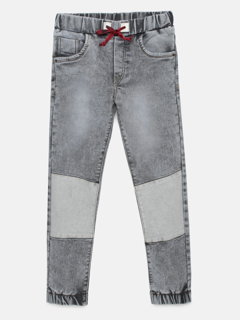 

chopper club Boys Grey Mid-Rise Clean Look Stretchable Jogger Jeans