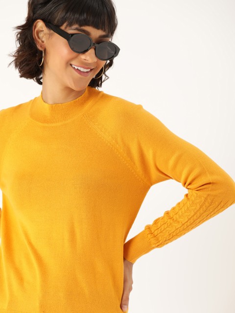 

DressBerry Women Yellow Solid Acrylic Pullover