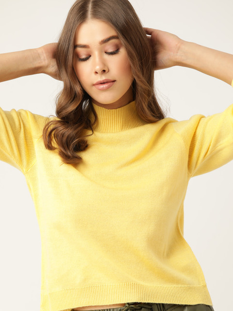 

DressBerry Women Yellow Acrylic Pullover