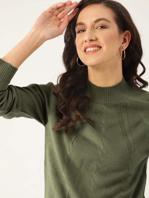 

DressBerry Women Green Self Design Acrylic Pullover