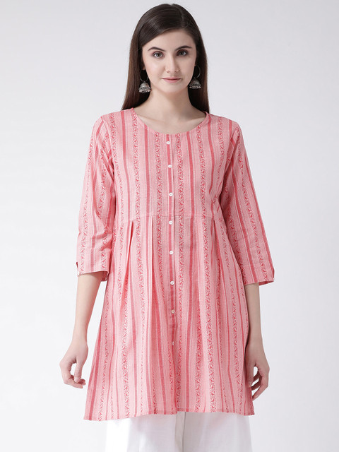 

Span Women Pink Striped A-Line Kurta